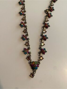Multicolor Crystal Flower Pendant Necklace - Women Jewelry